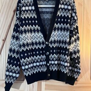 Vintage Navy, Black and white Ash Creek Trading cardigan women’s large